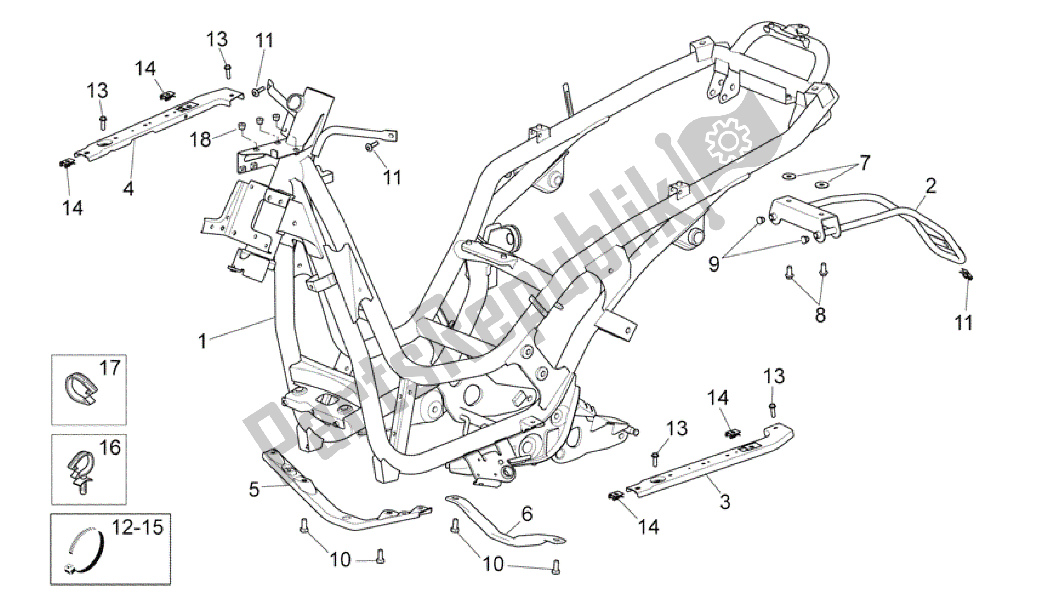 Toutes les pièces pour le Cadre du Aprilia Scarabeo 492 2006 - 2008