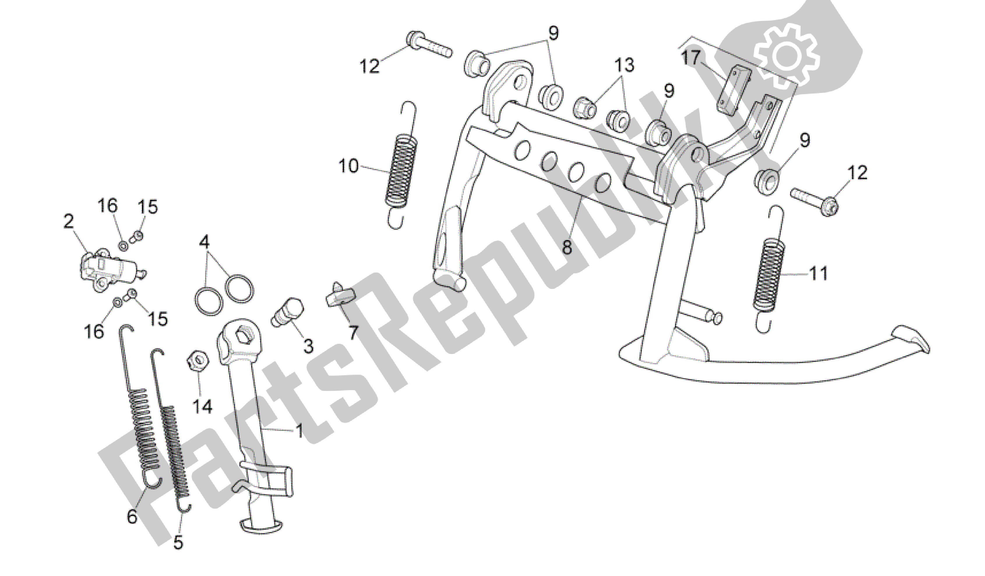 All parts for the Stands of the Aprilia Scarabeo 492 2006 - 2008