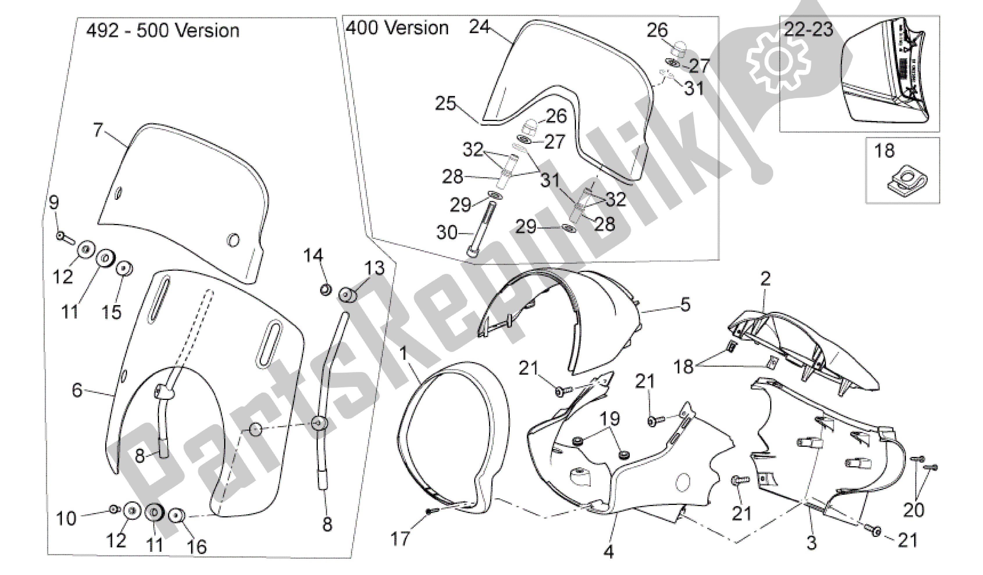 Todas las partes para Carenado Delantero de Aprilia Scarabeo 492 2006 - 2008