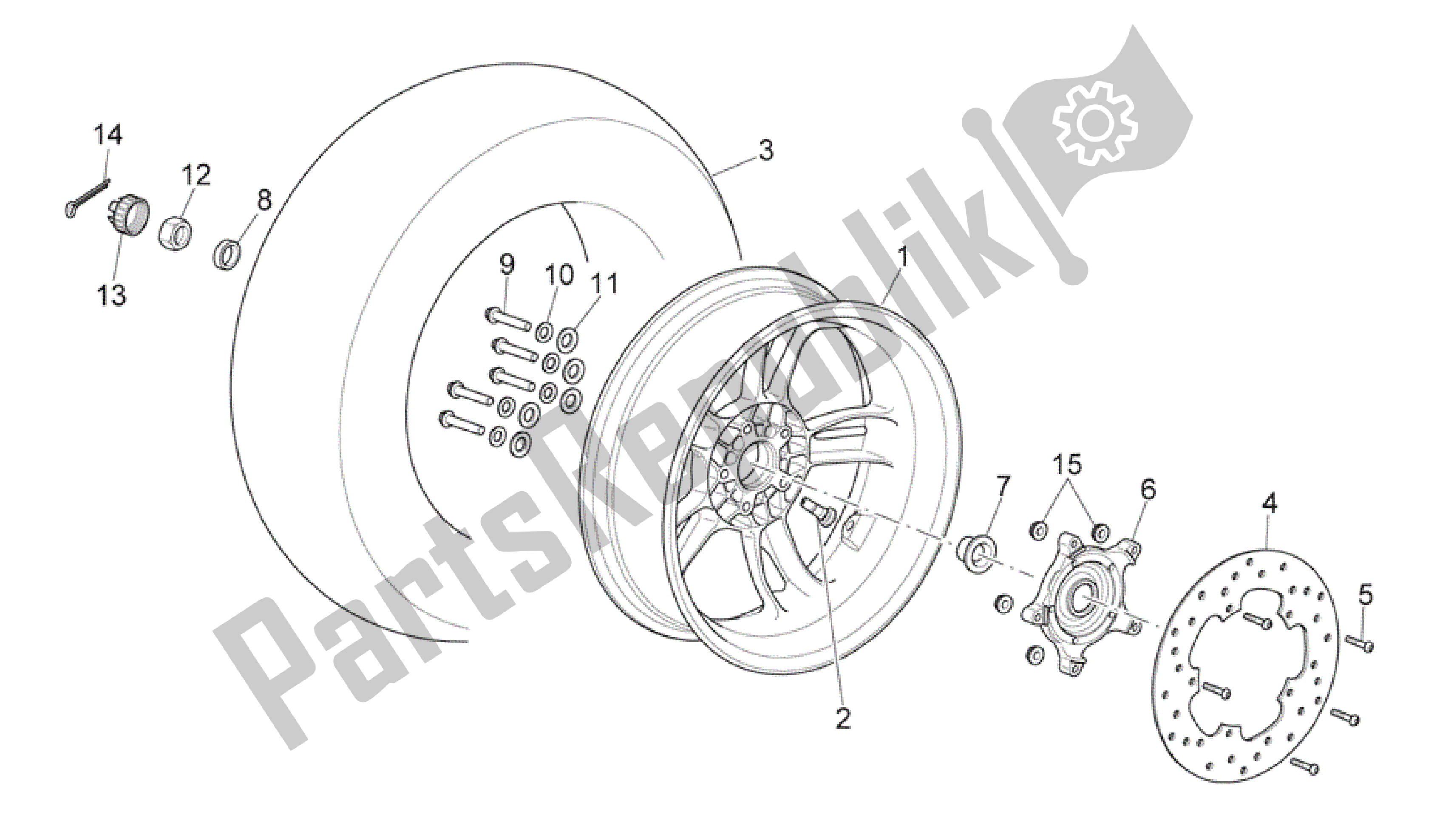 Toutes les pièces pour le Roue Arrière du Aprilia Scarabeo 492 2006 - 2008