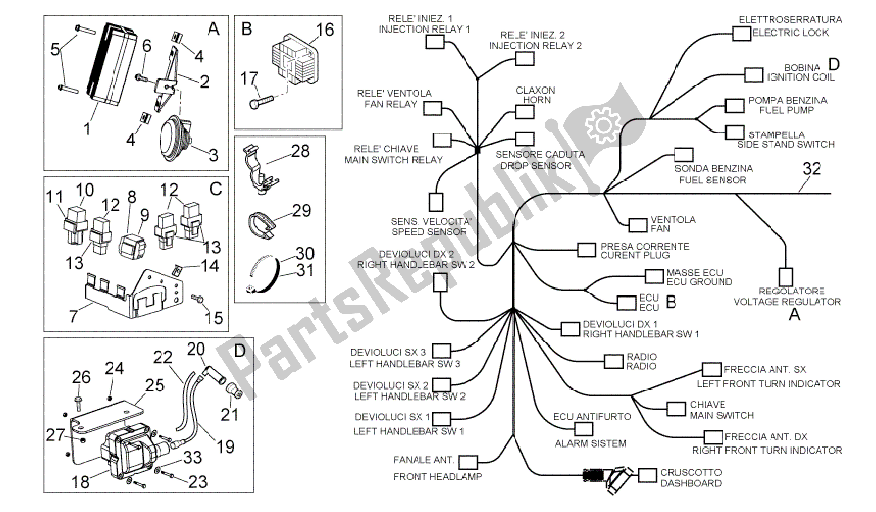 Wszystkie części do Instalacja Elektryczna I Aprilia Scarabeo 492 2006 - 2008