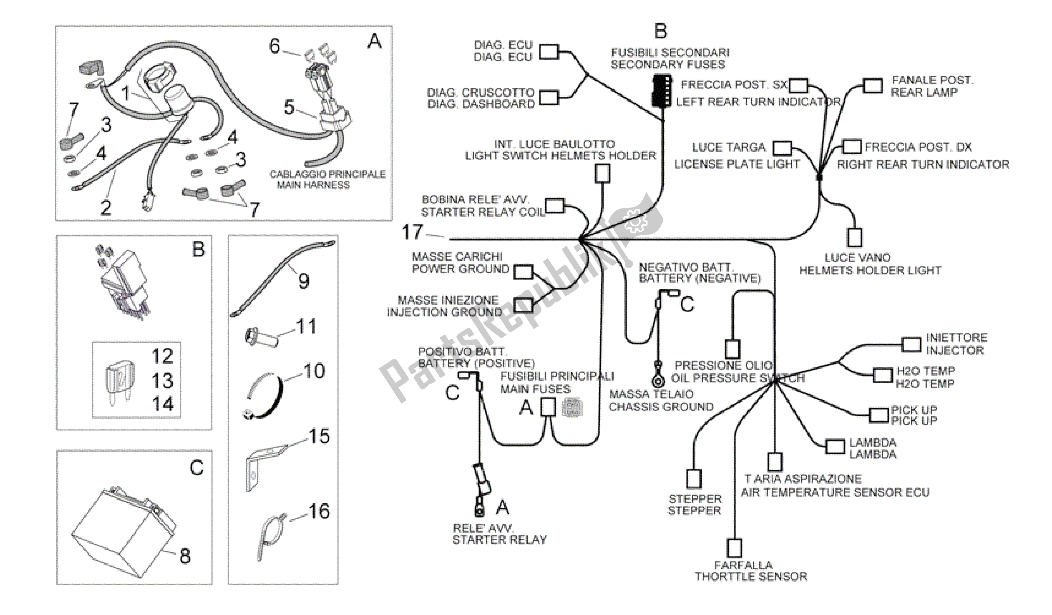 All parts for the Electrical System Ii of the Aprilia Scarabeo 492 2006 - 2008