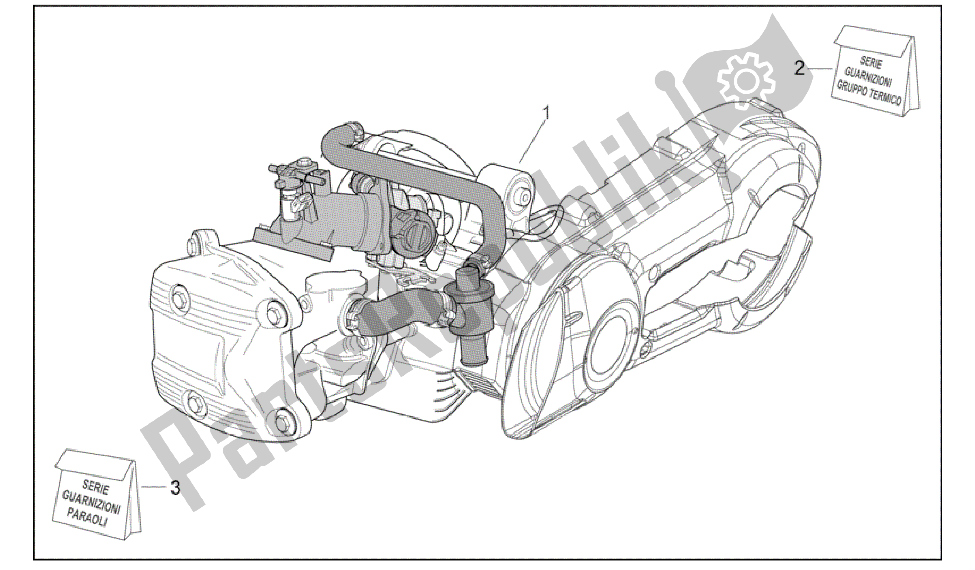 Todas as partes de Montagem De Motor do Aprilia Scarabeo 492 2006 - 2008