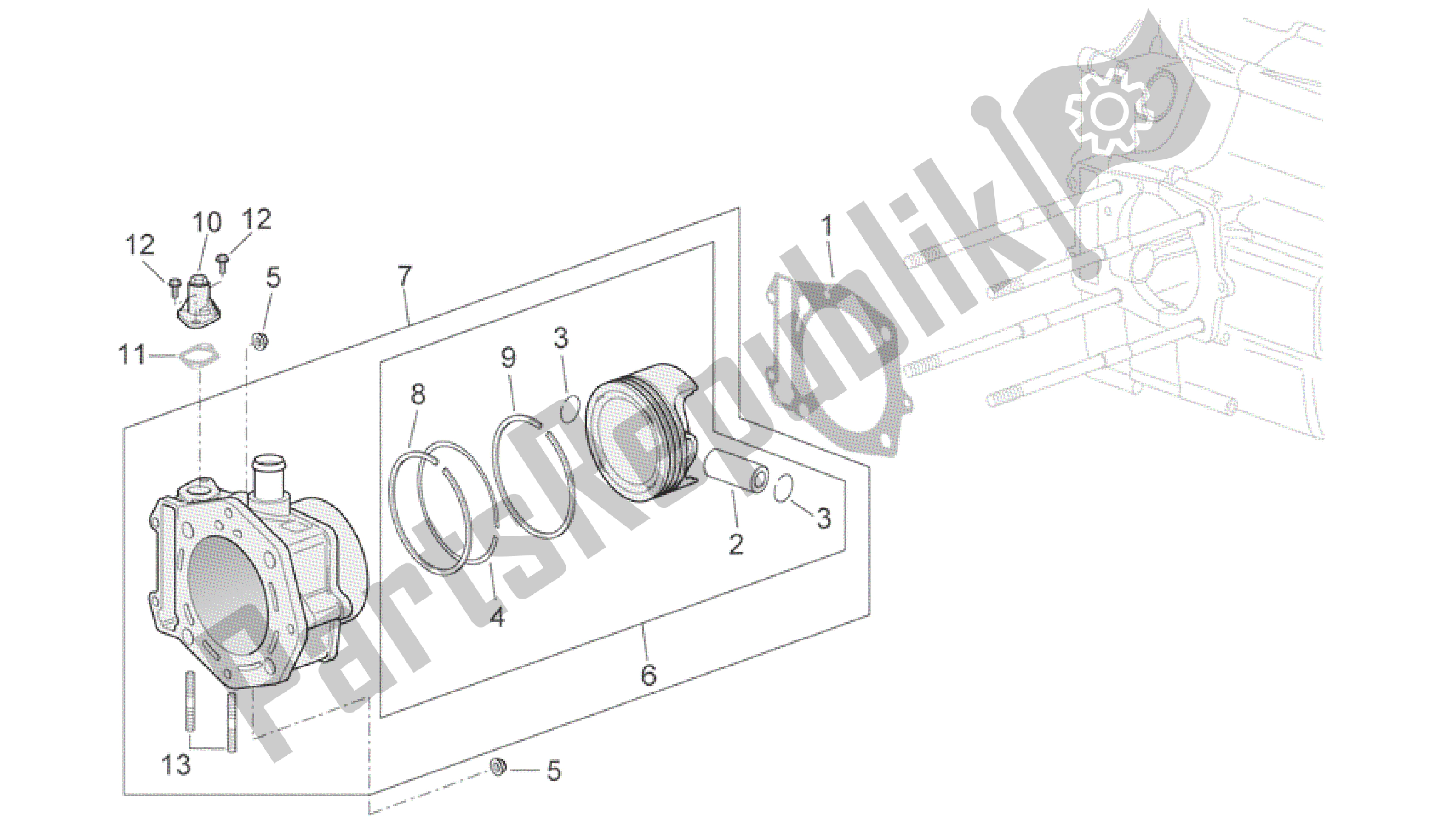 Wszystkie części do Cylinder Aprilia Scarabeo 492 2006 - 2008