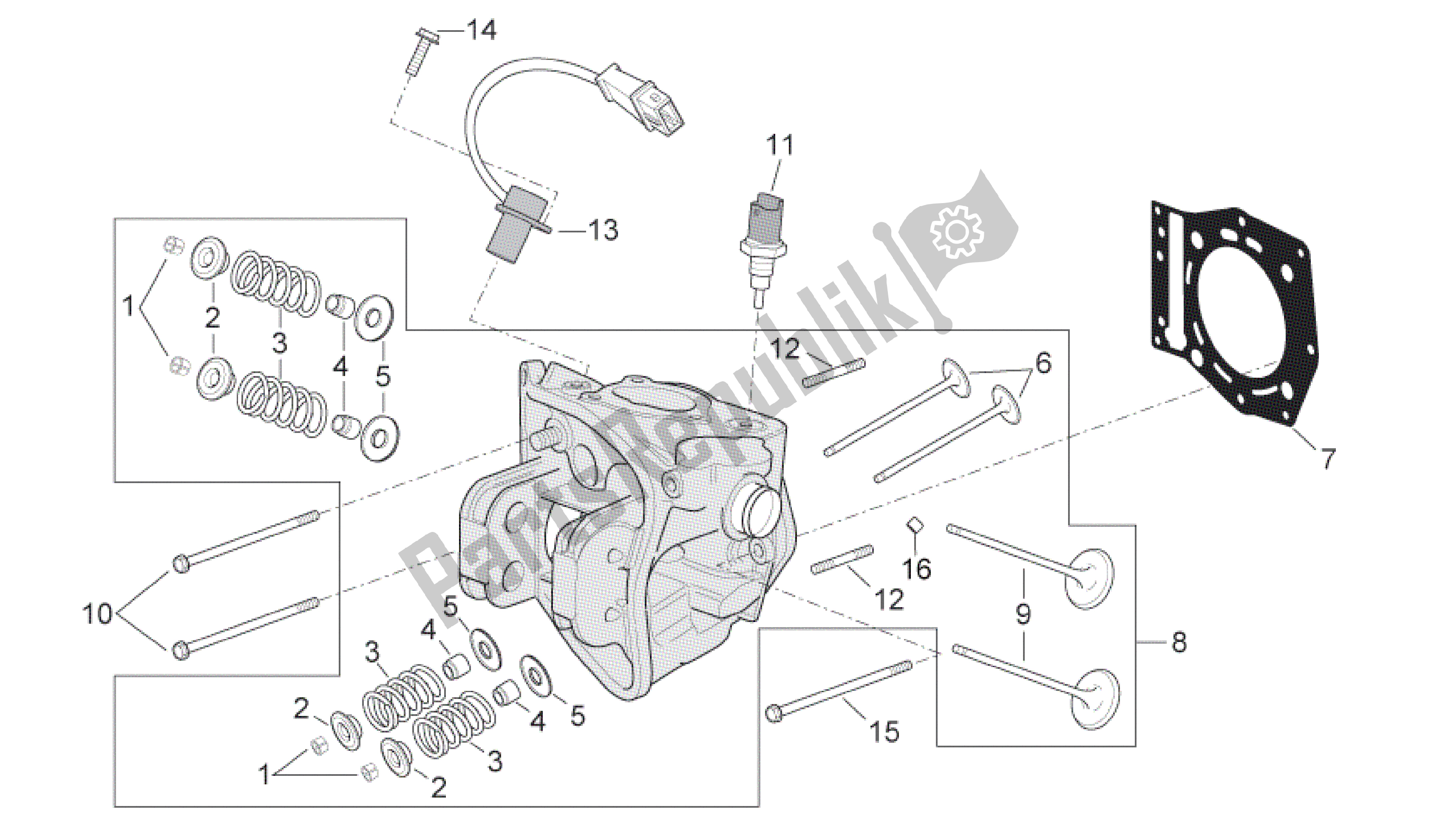 Toutes les pièces pour le Culasse du Aprilia Scarabeo 492 2006 - 2008