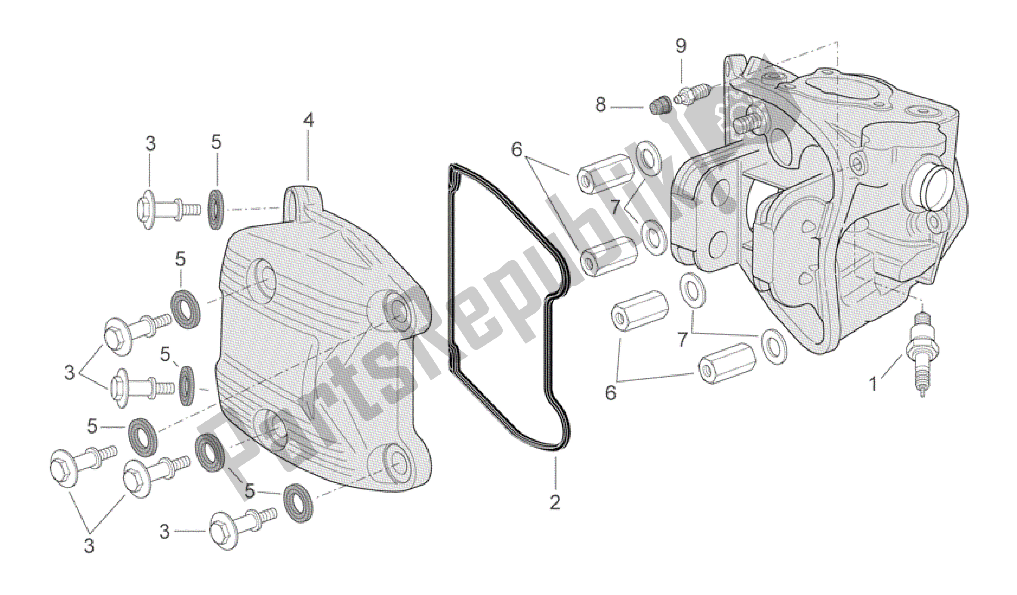 All parts for the Head Cover Cpl. Of the Aprilia Scarabeo 492 2006 - 2008