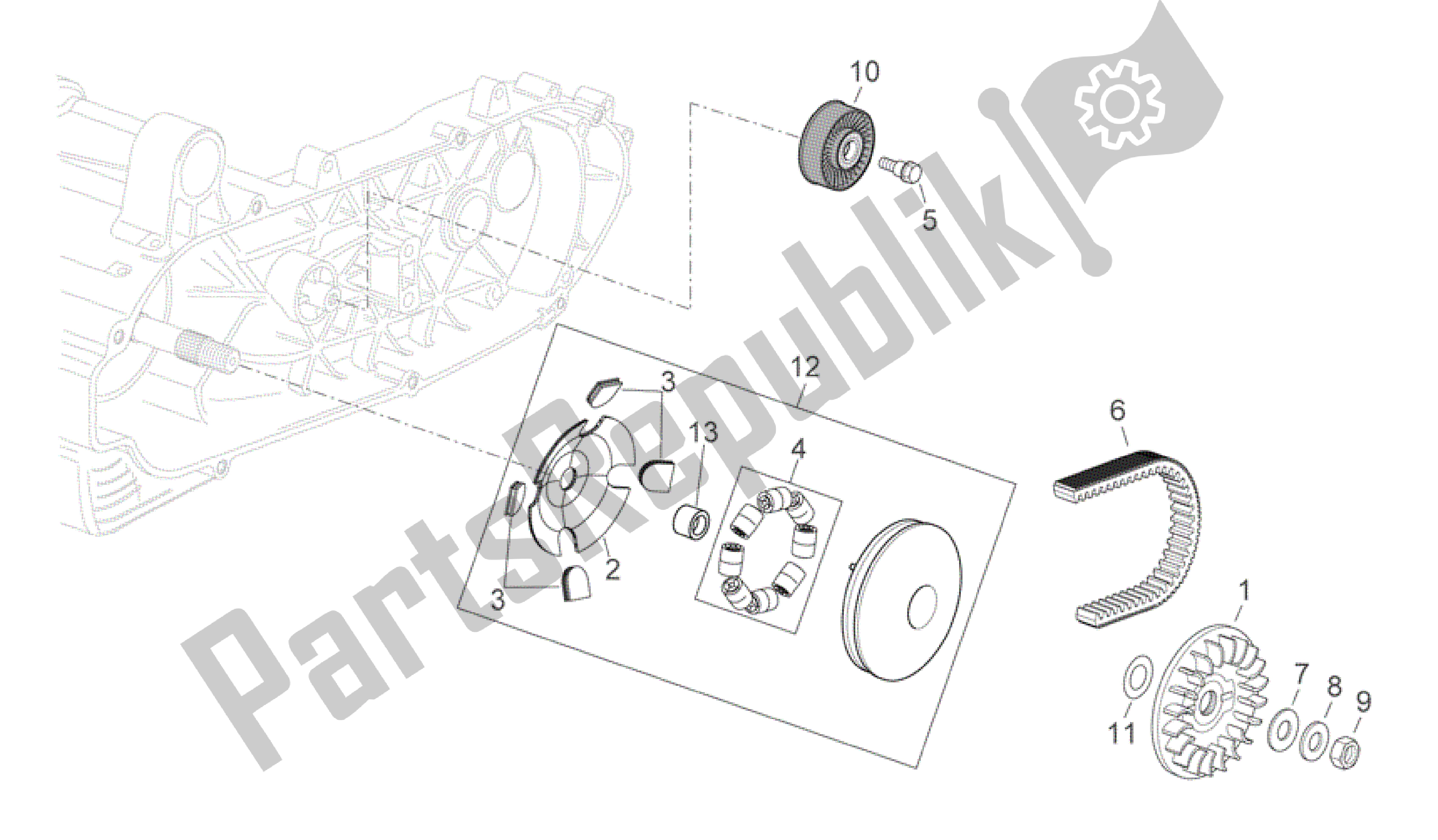 Toutes les pièces pour le Transm. Primaire du Aprilia Scarabeo 492 2006 - 2008