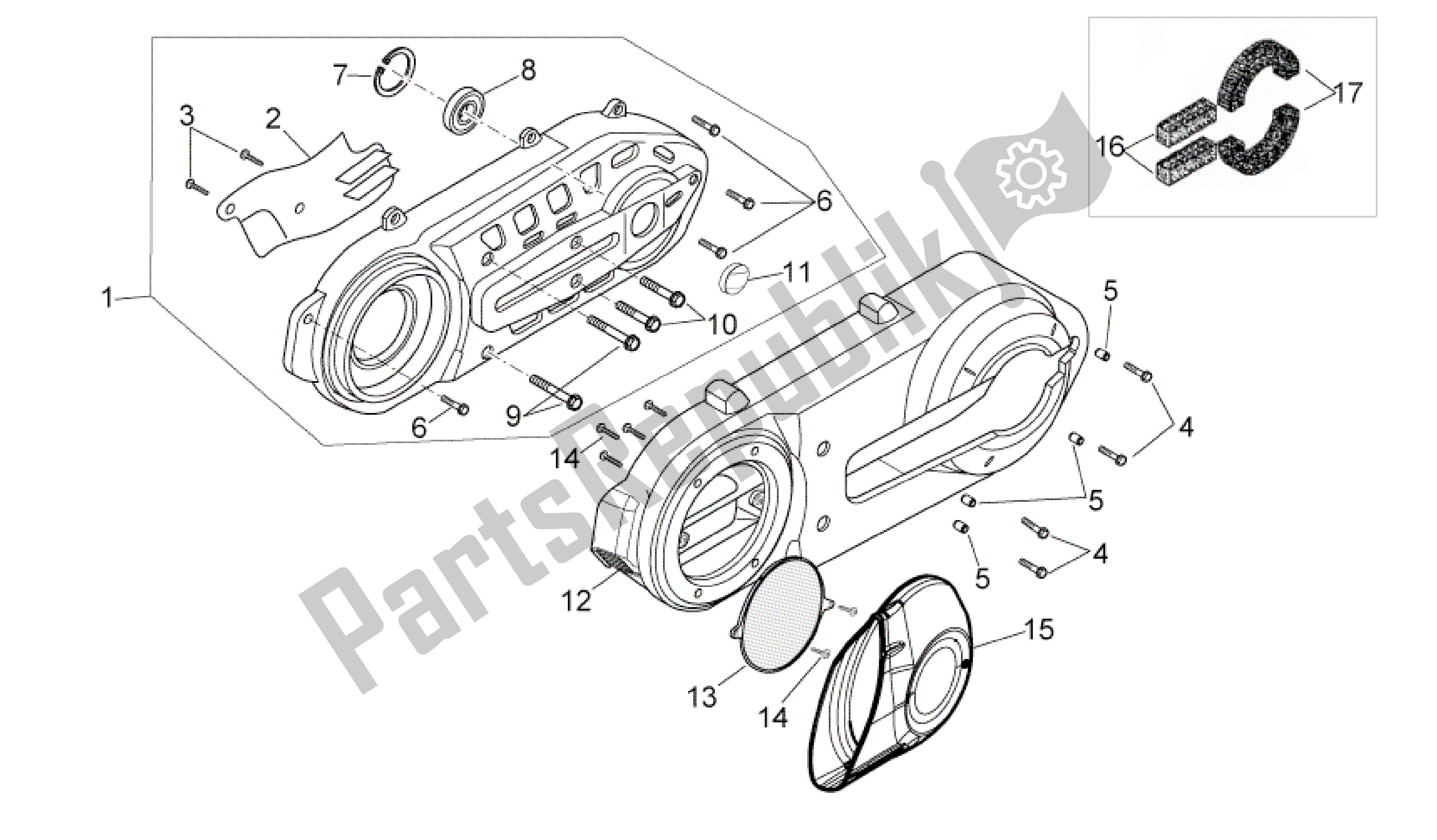 All parts for the Engine Plastic of the Aprilia Scarabeo 492 2006 - 2008
