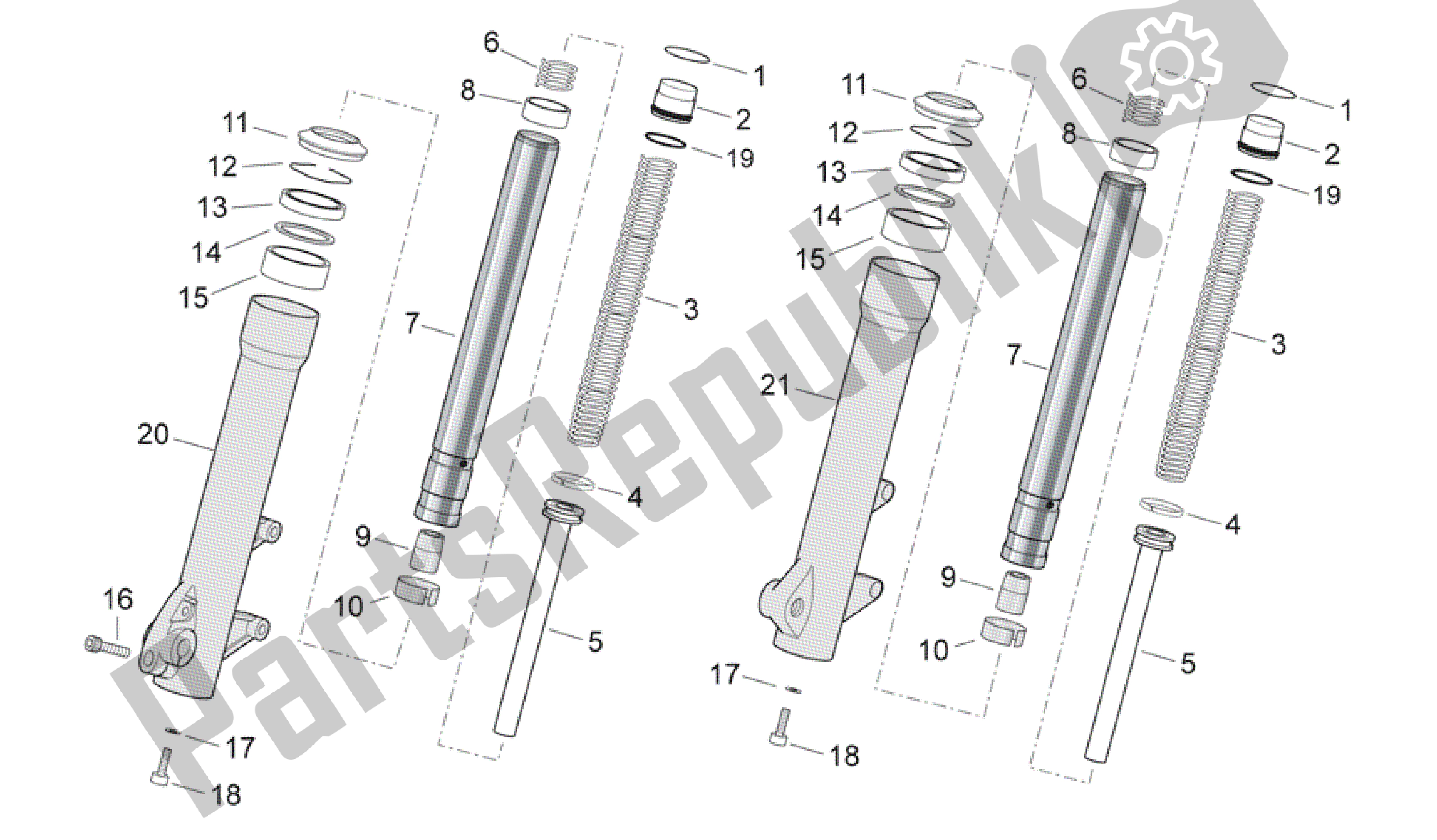 Toutes les pièces pour le Fourche Avant Ii du Aprilia Scarabeo 500 2006 - 2008