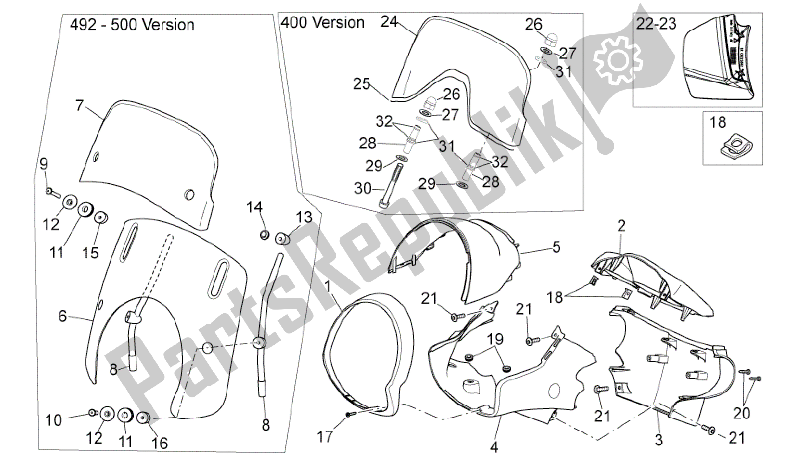 Todas las partes para Carenado Delantero de Aprilia Scarabeo 500 2006 - 2008