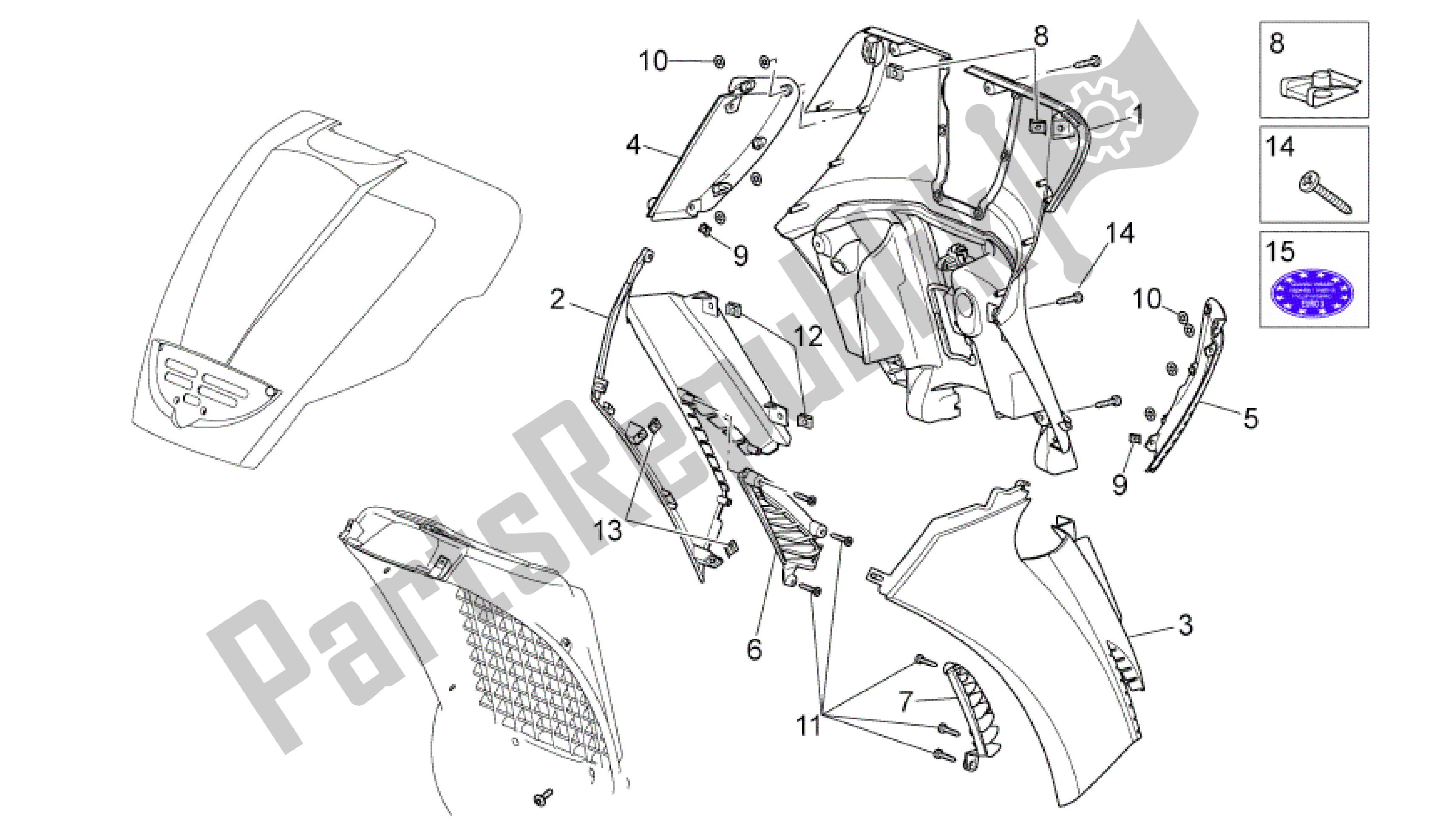 Toutes les pièces pour le Corps Avant Ii du Aprilia Scarabeo 500 2006 - 2008