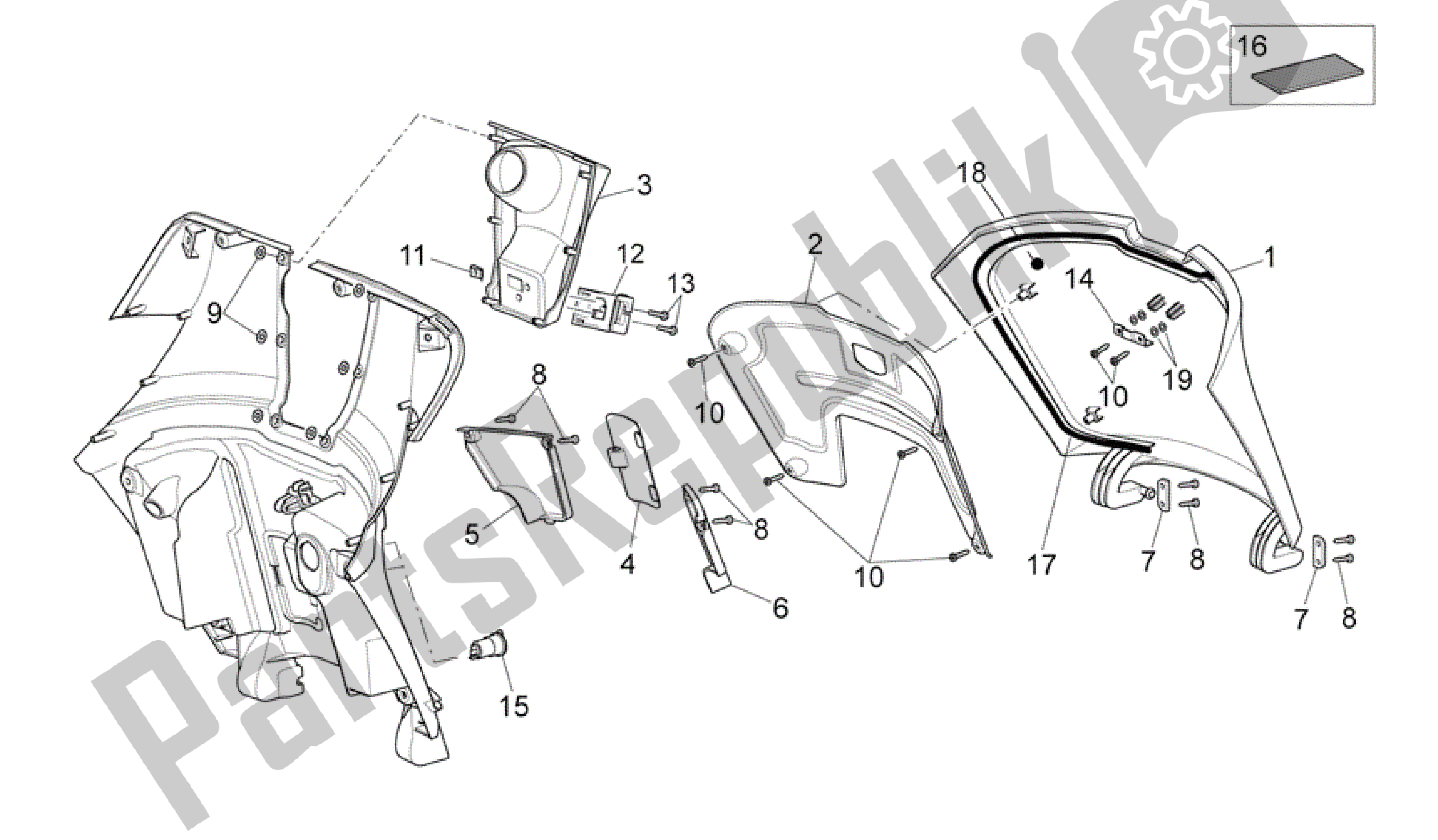 All parts for the Front Body Iii of the Aprilia Scarabeo 500 2006 - 2008