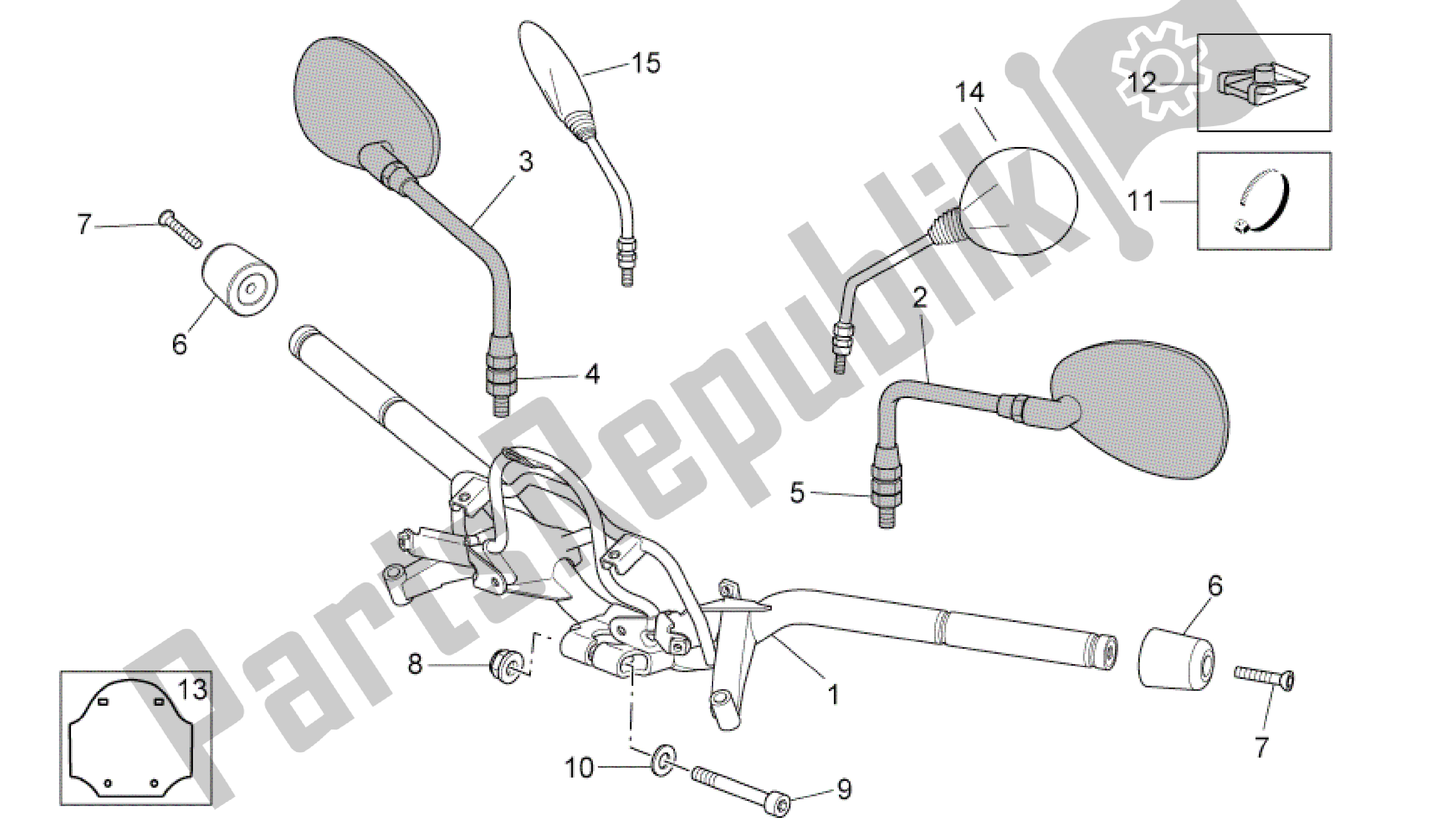 All parts for the Handlebar of the Aprilia Scarabeo 500 2006 - 2008
