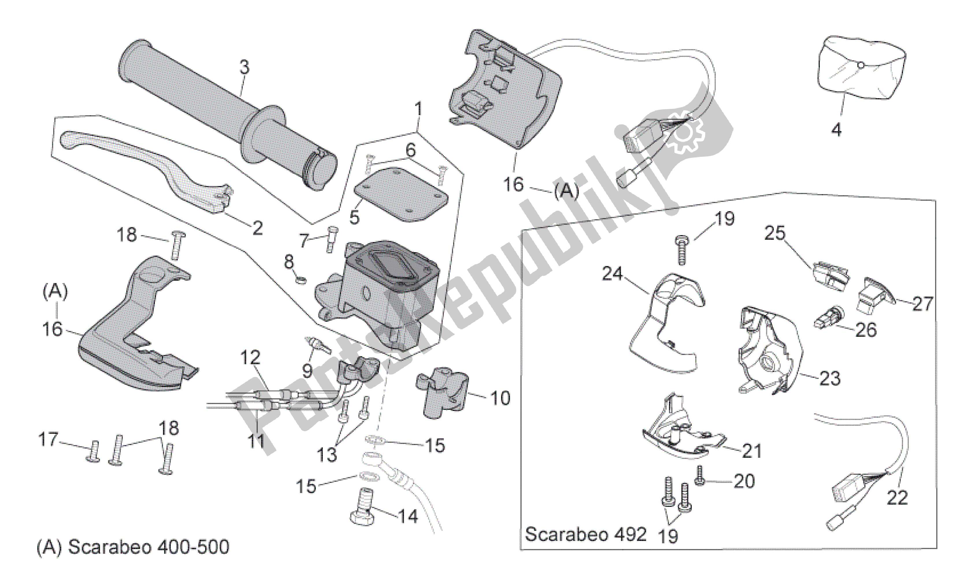 Tutte le parti per il Controlli Rh del Aprilia Scarabeo 500 2006 - 2008