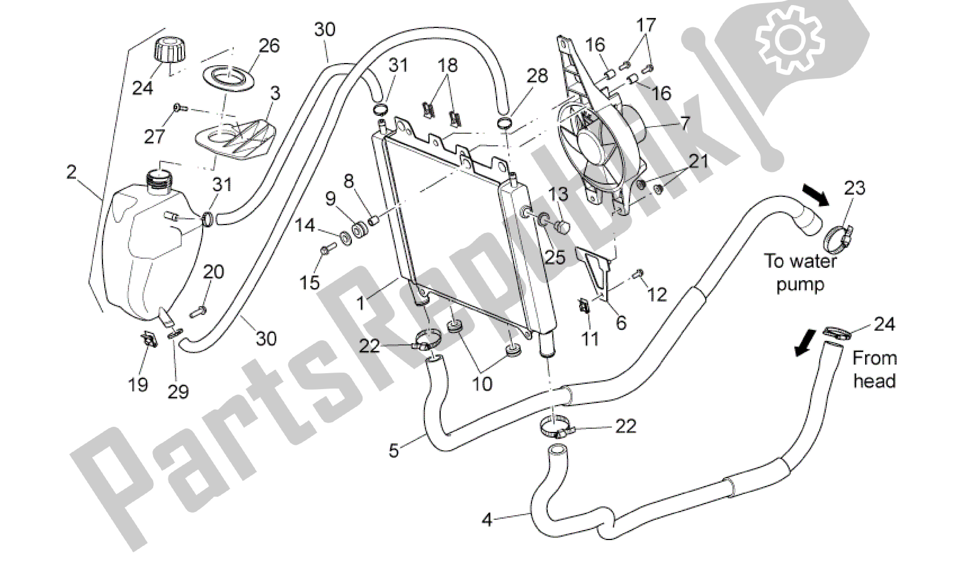 Tutte le parti per il Refrigeratore D'acqua del Aprilia Scarabeo 500 2006 - 2008