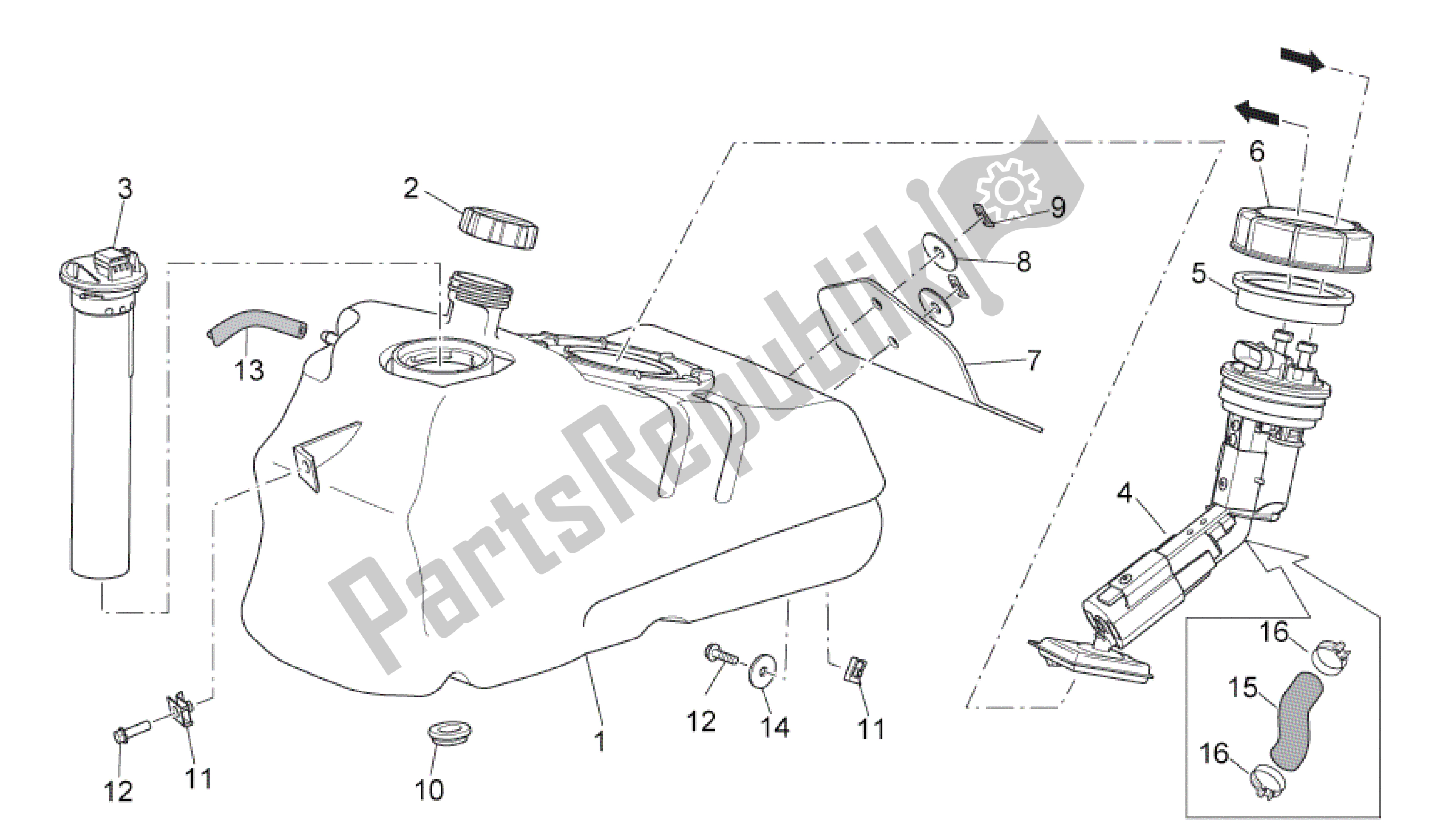 Toutes les pièces pour le Réservoir D'essence du Aprilia Scarabeo 500 2006 - 2008