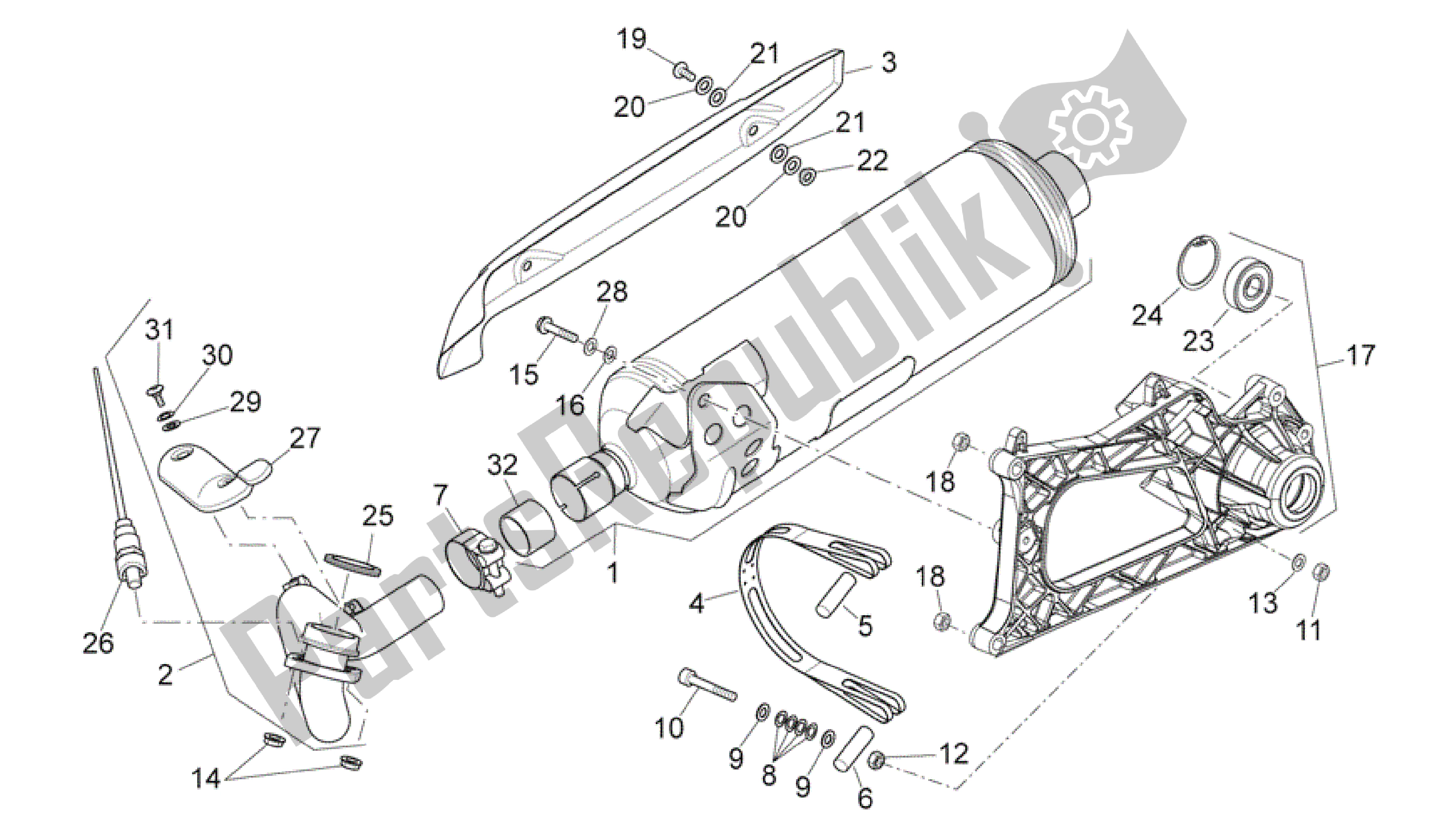 Tutte le parti per il Unità Di Scarico del Aprilia Scarabeo 500 2006 - 2008