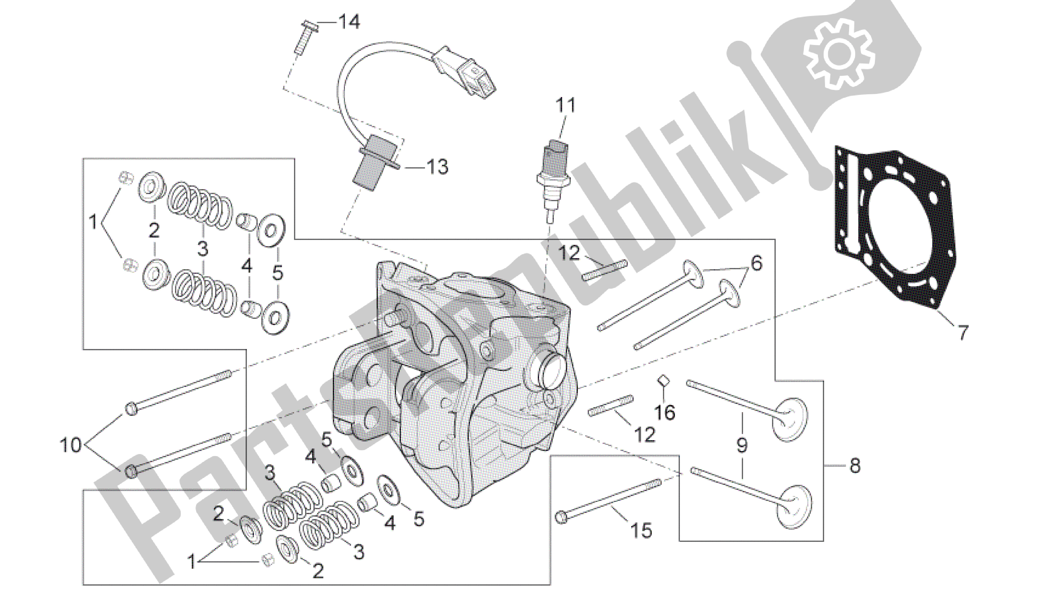 Tutte le parti per il Testata del Aprilia Scarabeo 500 2006 - 2008