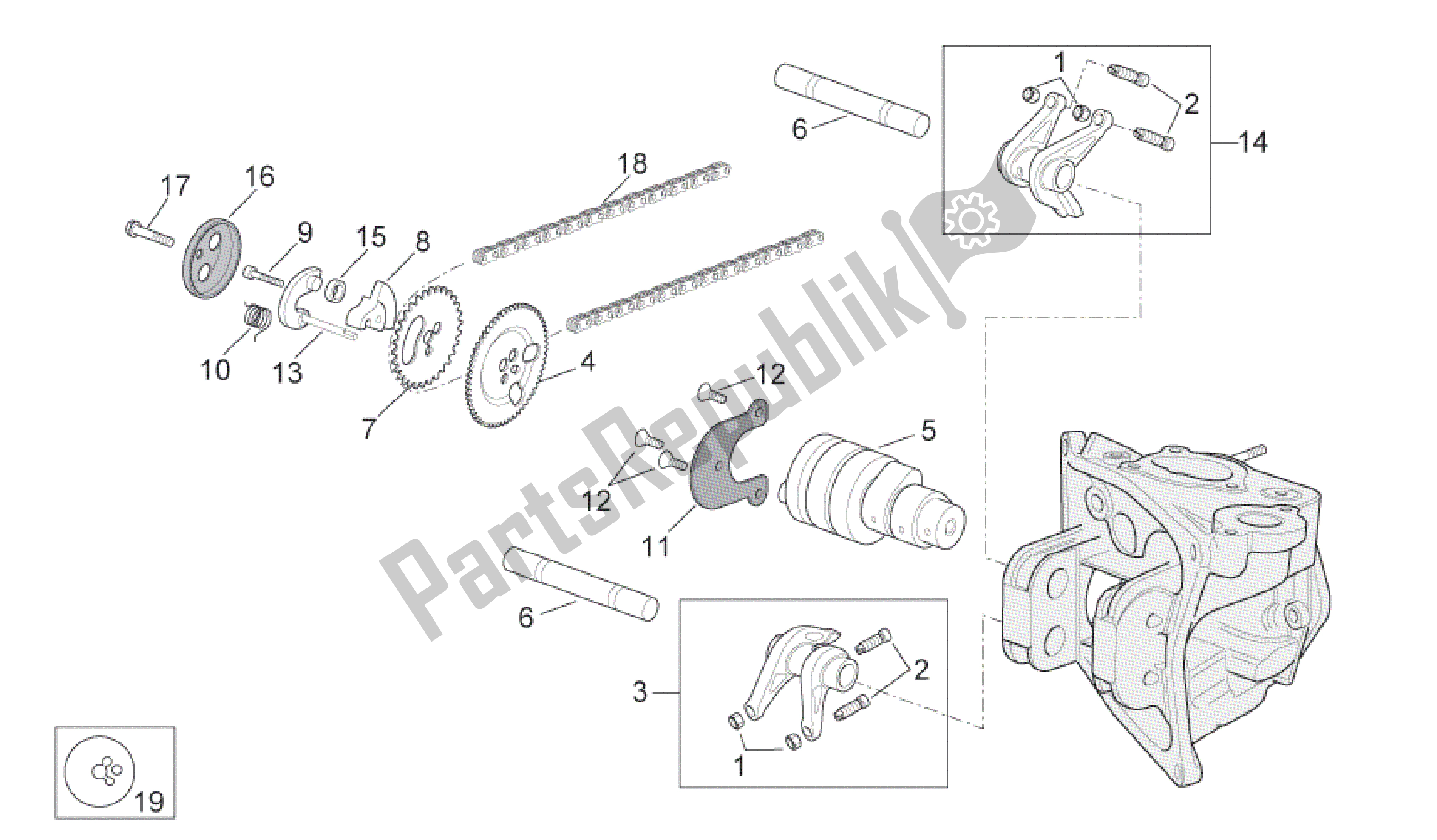 All parts for the Valve Control of the Aprilia Scarabeo 500 2006 - 2008