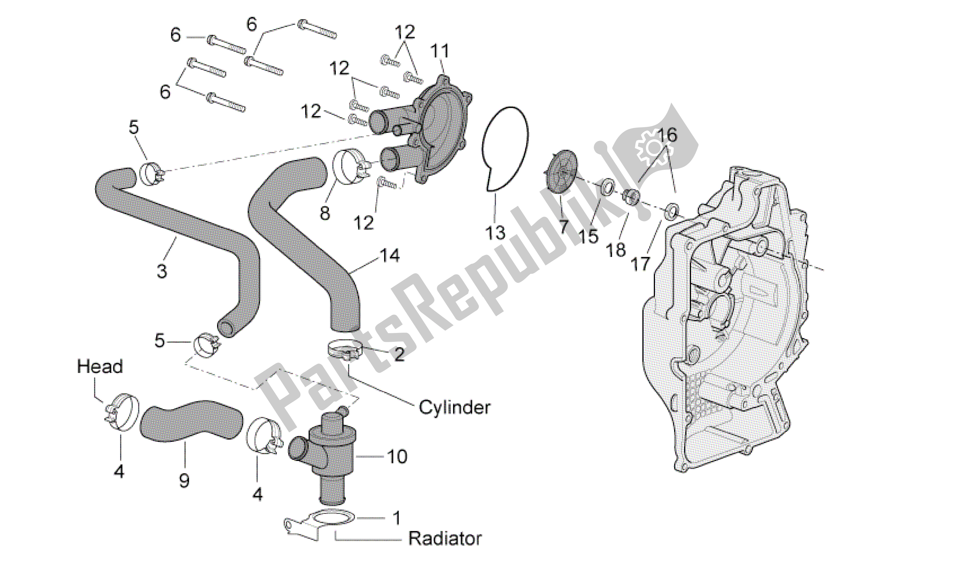 Todas las partes para Bomba De Agua de Aprilia Scarabeo 500 2006 - 2008