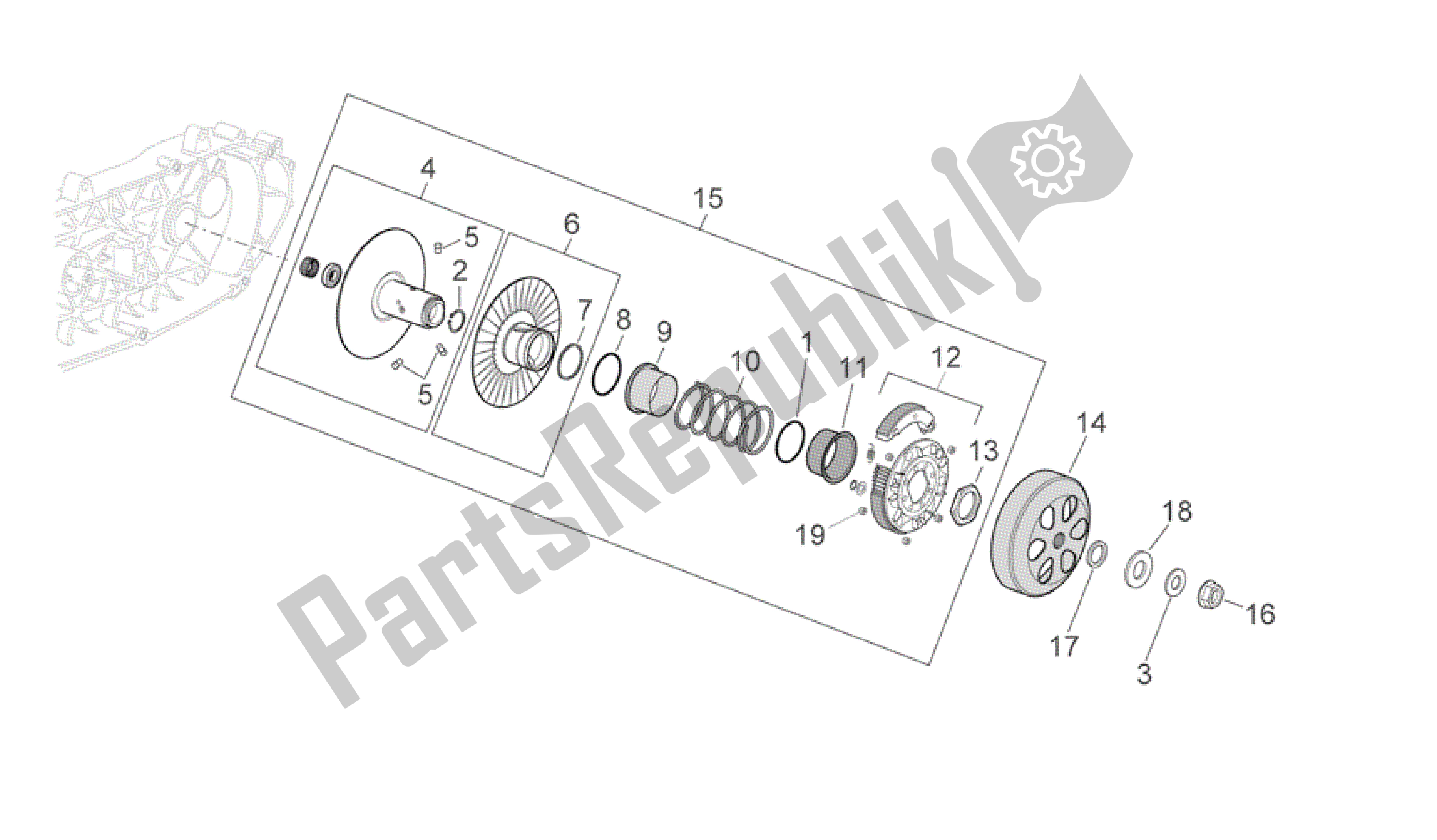 Tutte le parti per il Puleggia Assy., Guidato del Aprilia Scarabeo 500 2006 - 2008