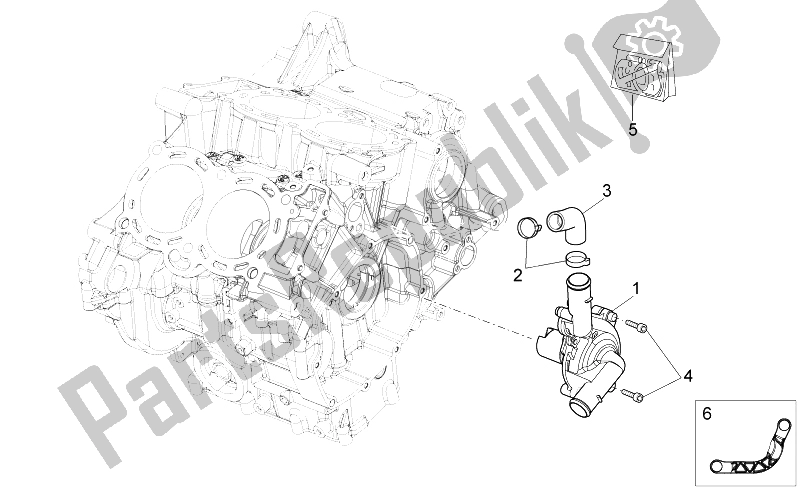 Alle onderdelen voor de Waterpomp van de Aprilia Tuono 1000 V4 R Aprc ABS 2014
