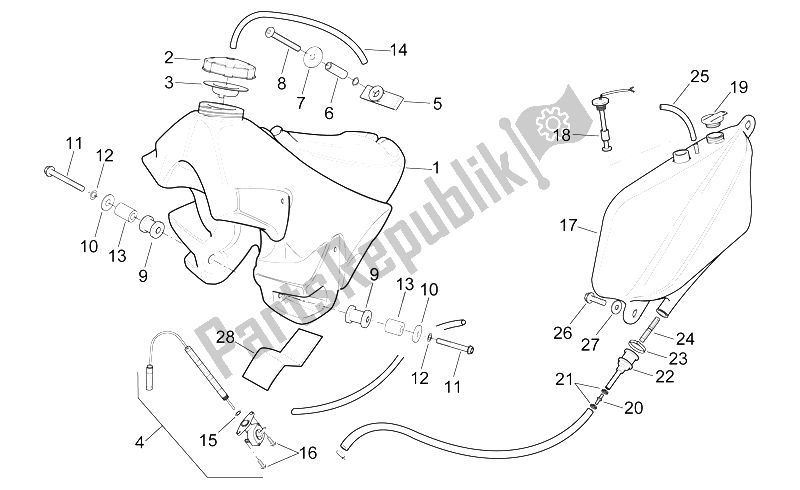 Tutte le parti per il Serbatoio Olio E Carburante del Aprilia ETX 125 1998