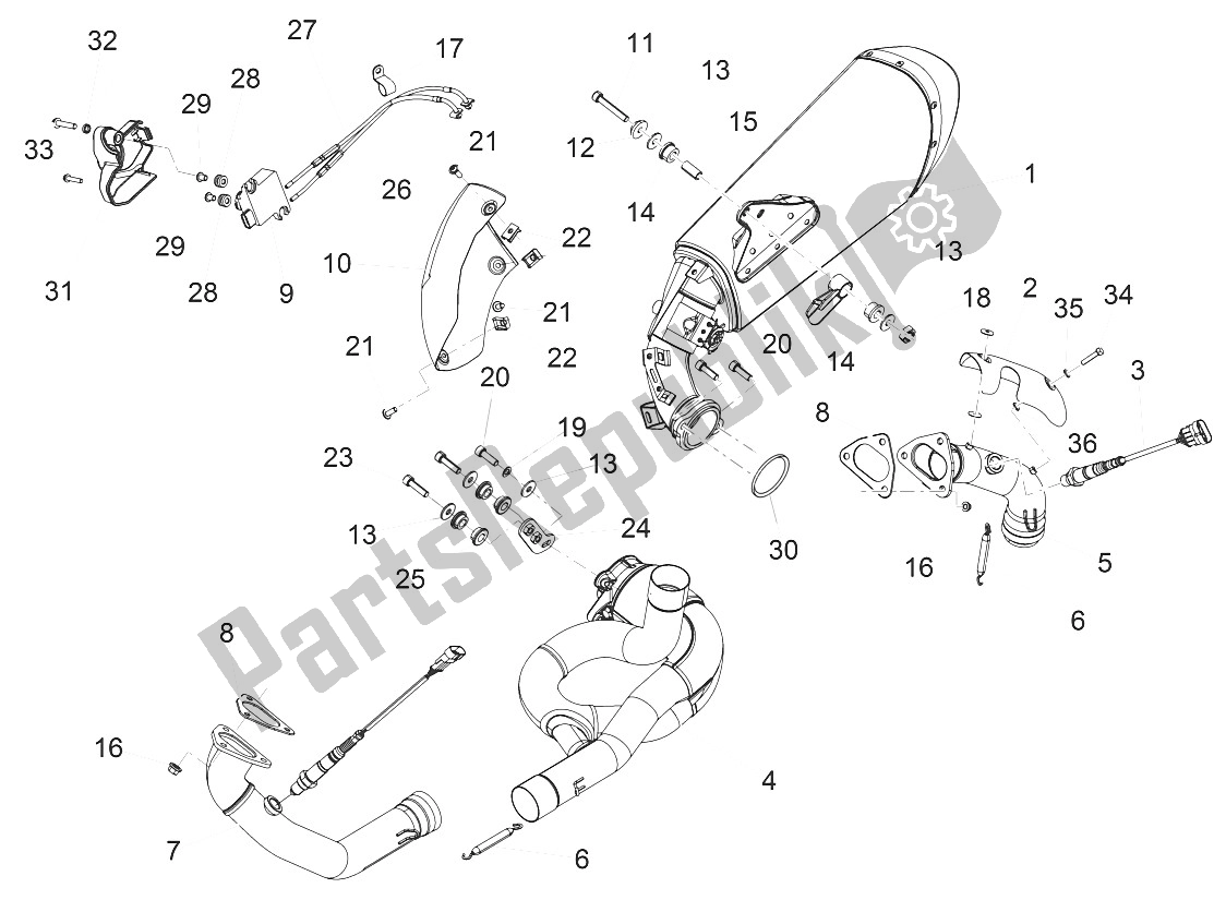 All parts for the Exhaust Pipe of the Aprilia Caponord 1200 EU 2013