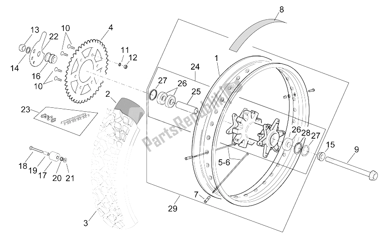 All parts for the Rear Wheel of the Aprilia ETX 125 1998