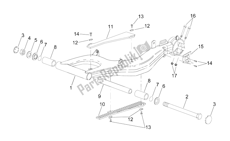 All parts for the Swing Arm of the Aprilia RS 50 1996