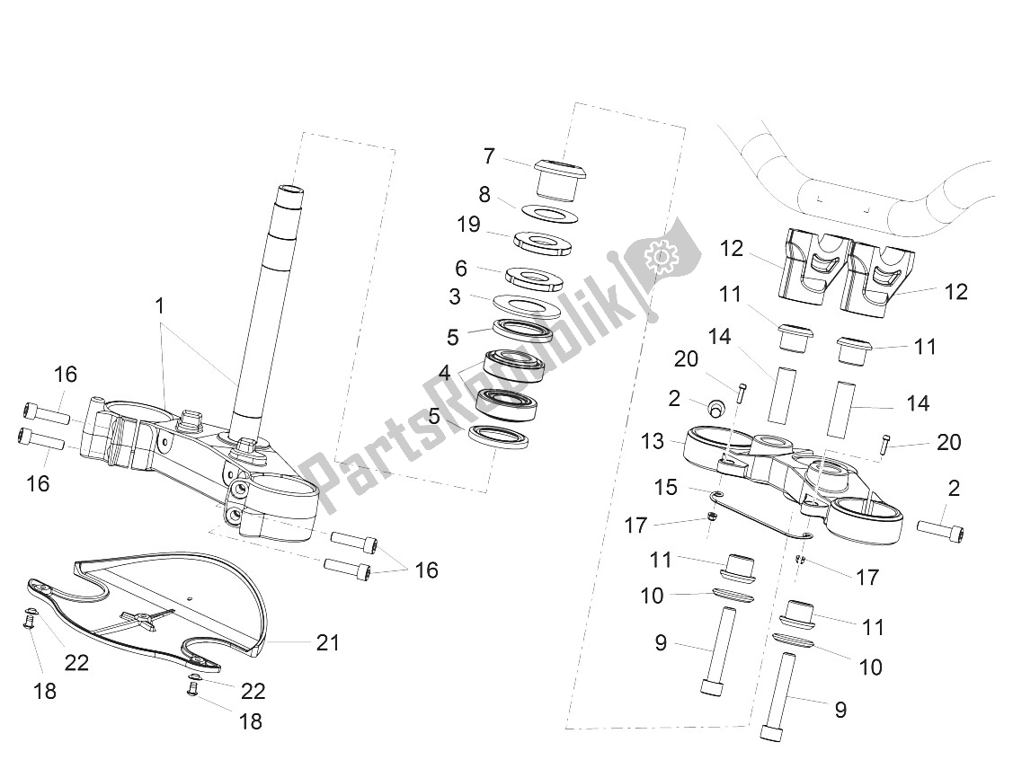 All parts for the Steering of the Aprilia Caponord 1200 EU 2013