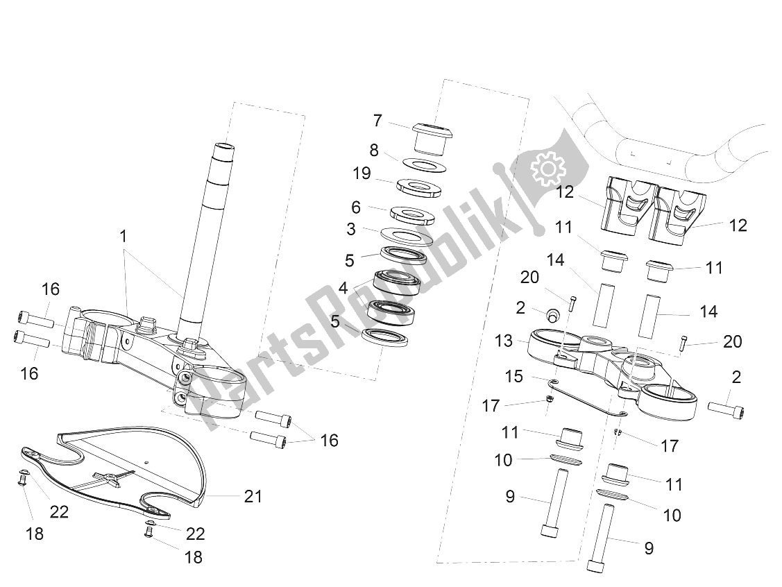 All parts for the Steering of the Aprilia Caponord 1200 USA 2015
