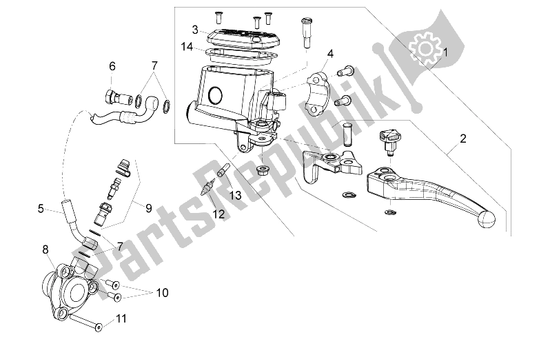 All parts for the Clutch Pump of the Aprilia Dorsoduro 750 ABS USA 2015