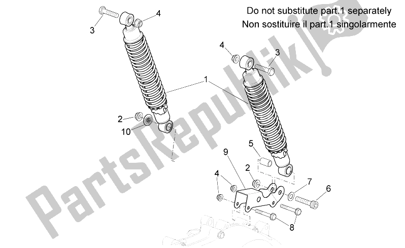 All parts for the Rear Shock Absorber of the Aprilia Sport City Cube 125 200 Carb E3 2008