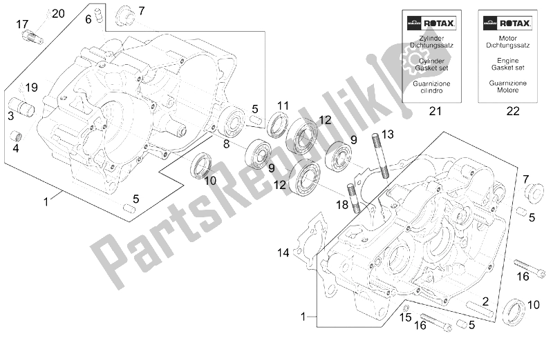 All parts for the Crankcase of the Aprilia RS 125 Tuono 2003