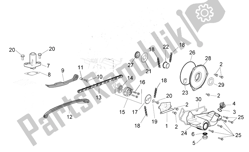 All parts for the Oil Pump of the Aprilia Scarabeo 100 4T E3 2006