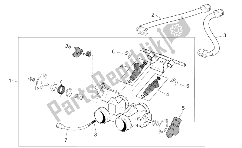 Alle Teile für das Drosselklappengehäuse des Aprilia Pegaso 650 IE 2001