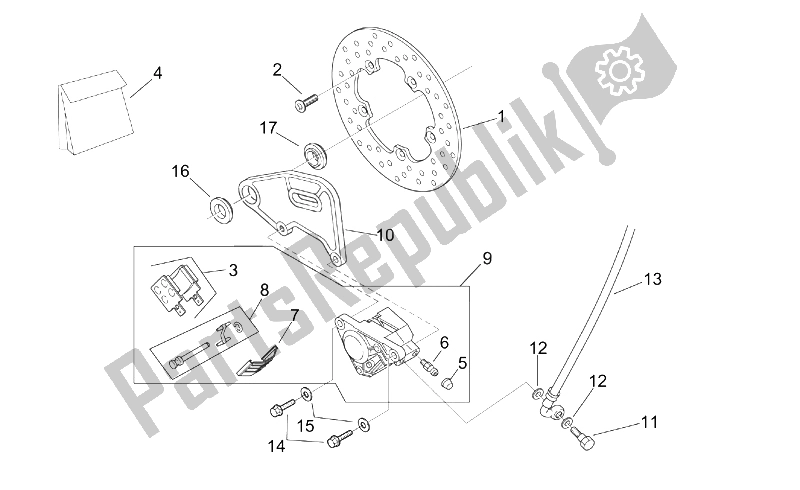 Alle Teile für das Bremssattel Hinten des Aprilia RS 50 Tuono 2003