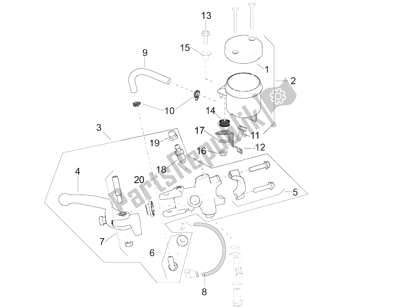 Alle onderdelen voor de Voorste Hoofdcilinder van de Aprilia RSV4 RR USA 1000 2016