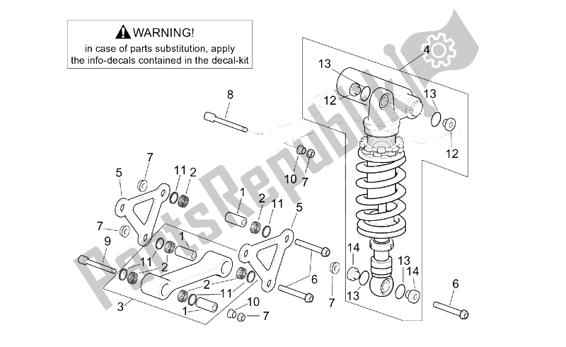 All parts for the Connecting Rod - Rear Shock Abs. Of the Aprilia RSV Tuono 1000 2002