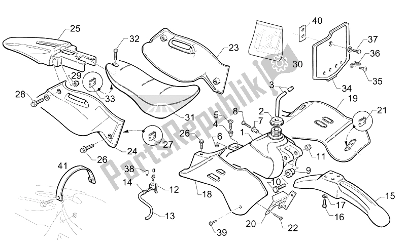 All parts for the Body of the Aprilia Mini RX Experience 50 2003