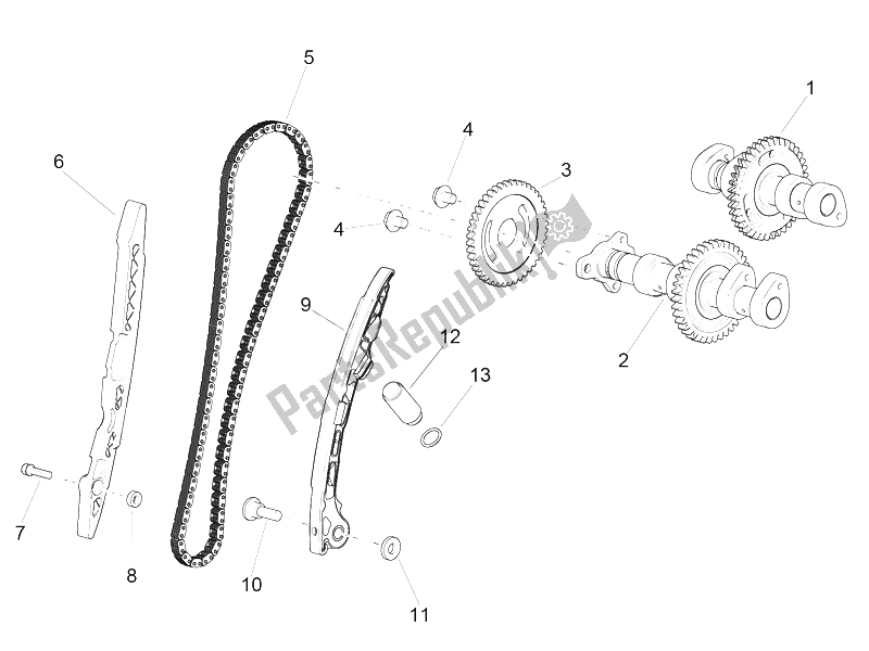 All parts for the Rear Cylinder Timing System of the Aprilia RSV4 Racing Factory L E 1000 2015