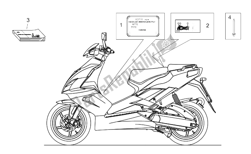 Alle onderdelen voor de Bordenset En Handboek van de Aprilia SR 50 H2O NEW DI Tech 2004