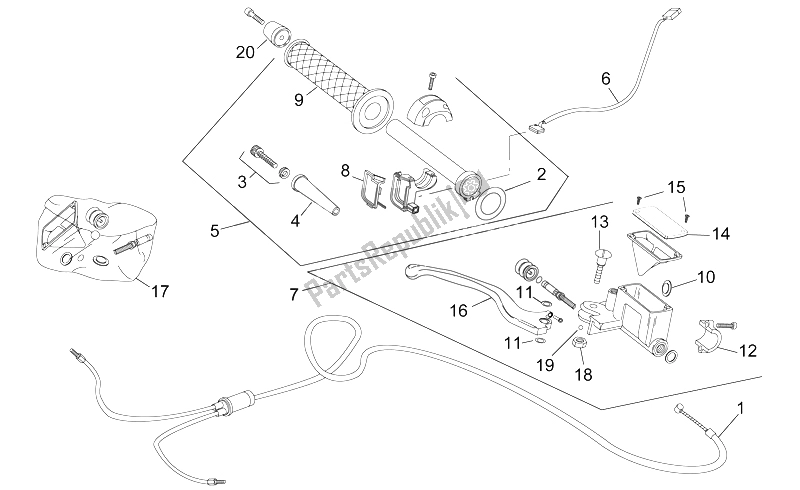 Alle onderdelen voor de Rh Controles van de Aprilia RS 50 1996