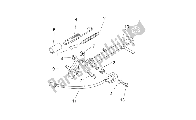 All parts for the Central Stand of the Aprilia RS 125 1999