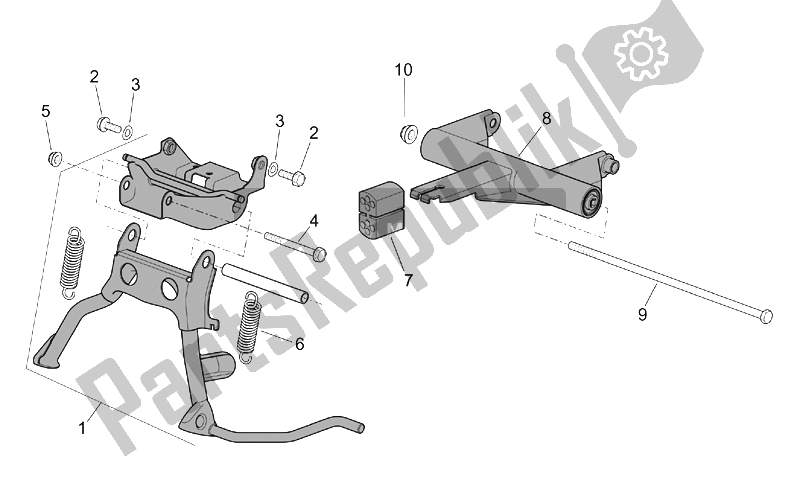 All parts for the Central Stand - Connecting Rod of the Aprilia SR 50 H2O IE Carb 2003