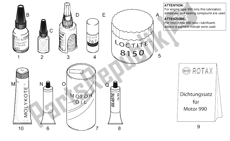 All parts for the Sealing And Lubricating Agents of the Aprilia RSV Mille 1000 2000