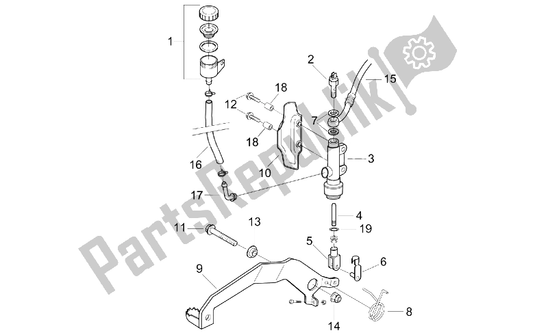 All parts for the Rear Master Cylinder of the Aprilia RX 50 Racing 2003