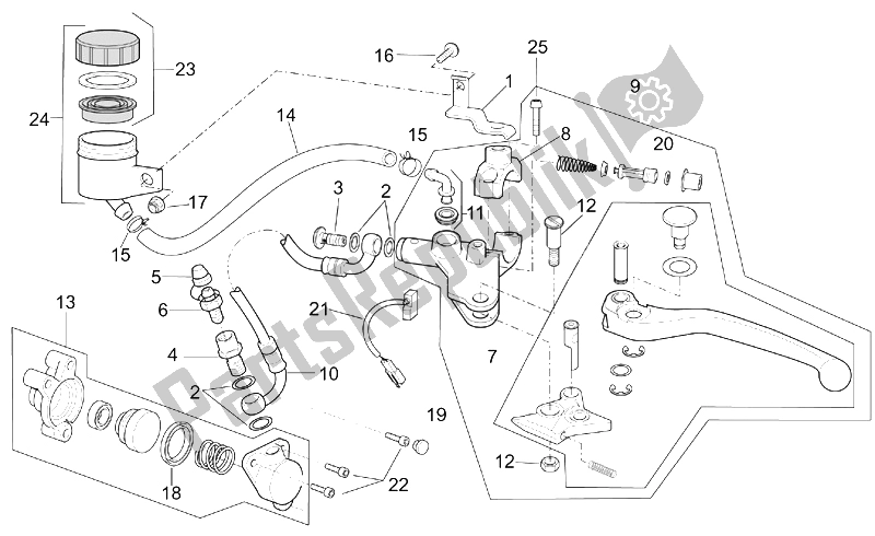 All parts for the Clutch Pump of the Aprilia RSV Tuono 1000 2002