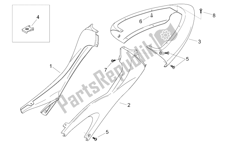 Alle onderdelen voor de Achterlichaam I van de Aprilia RS 50 1999